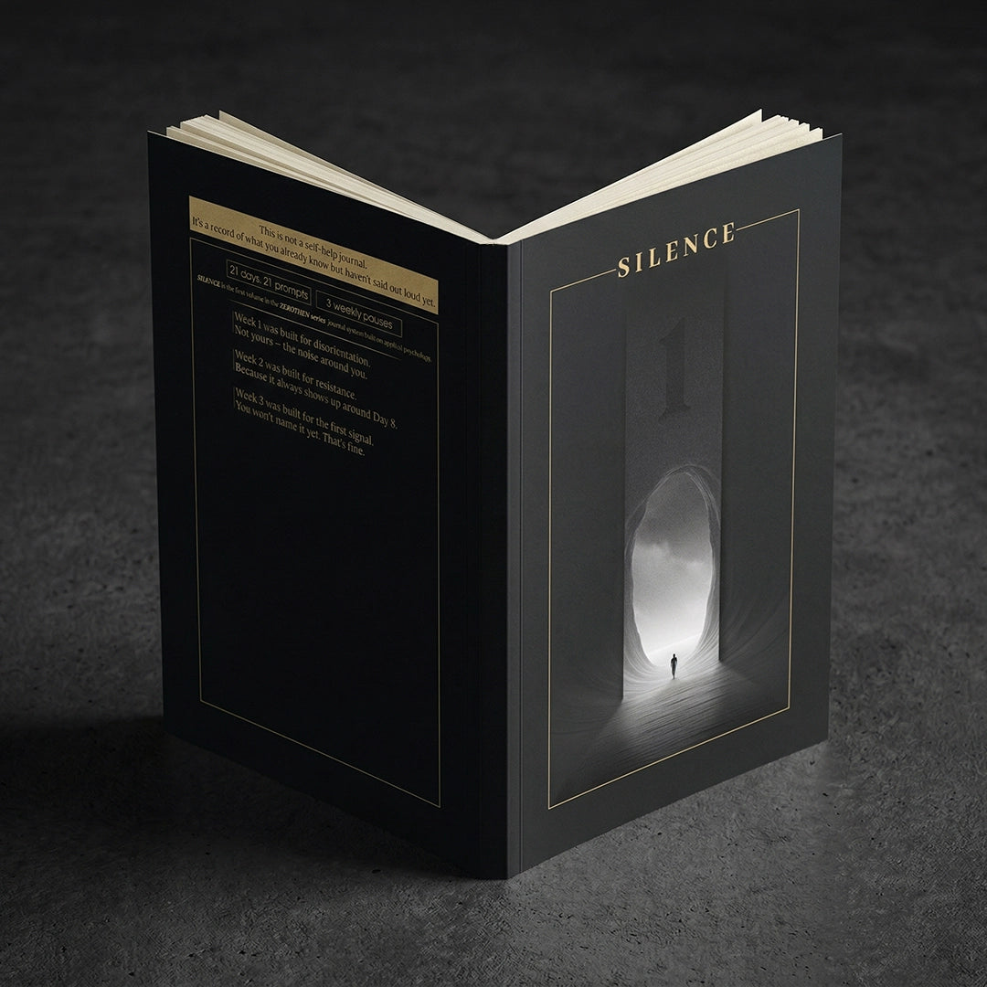 SILENCE journal standing open at angle