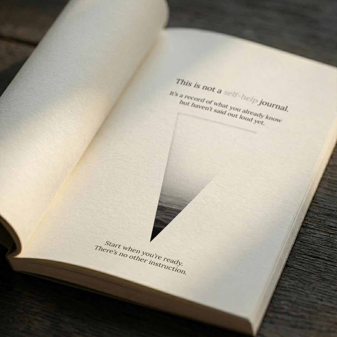 SILENCE interior page — this is not a self-help journal